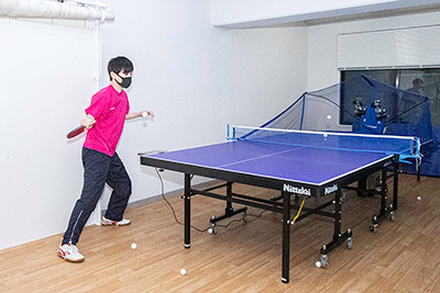 Table tennis ground in Minato-ku, Tokyo.Forehand practice