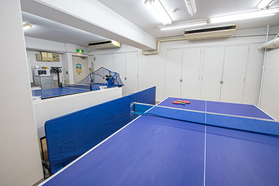Table tennis ground in Minato-ku, Tokyo. Photo taken from the back.
