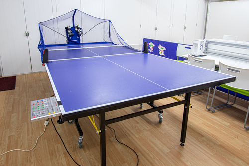 Table tennis ground in Minato-ku, Tokyo.Table tennis practice machine